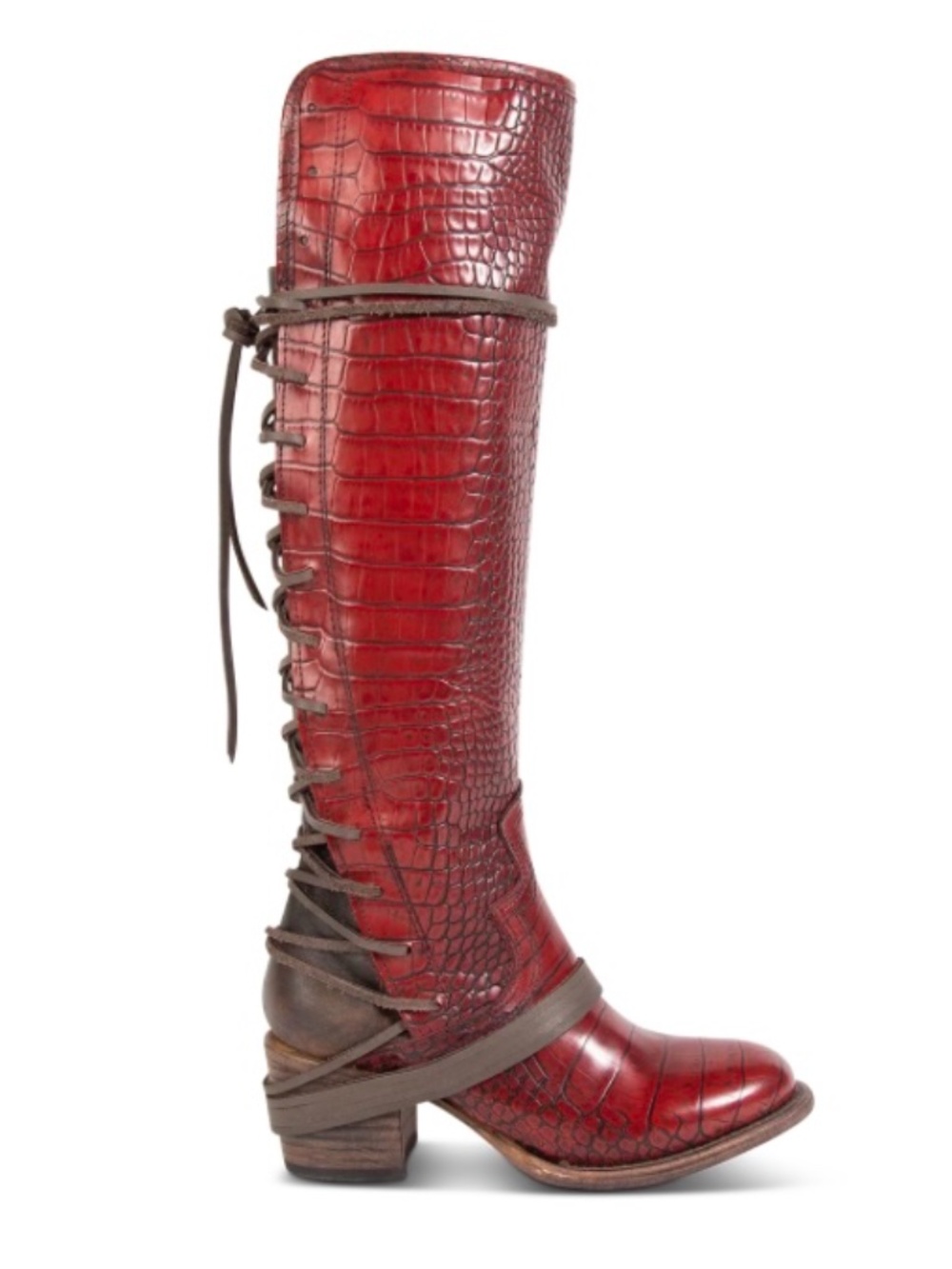 Freebird Coal Red Croc boots